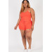 Plus Size Ribbed Crop Cami Top & Shorts Set