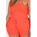 Plus Size Ribbed Crop Cami Top & Shorts Set