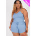 Plus Size Ribbed Crop Cami Top & Shorts Set