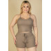Plus Size Ribbed Crop Cami Top & Shorts Set