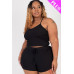 Plus Size Ribbed Crop Cami Top & Shorts Set