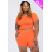 Plus Size Short Sleeve Crop Top & Shorts Set