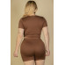 Plus Size Short Sleeve Crop Top & Shorts Set