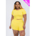 Plus Size Short Sleeve Crop Top & Shorts Set