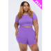 Plus Size Short Sleeve Crop Top & Shorts Set
