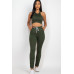 Crop Tank Top & Ruched Pants Set
