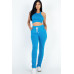 Crop Tank Top & Ruched Pants Set