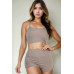 Ribbed Cami Crop Top & Ruched Shorts Set