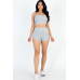 Ribbed Cami Crop Top & Ruched Shorts Set