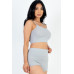 Ribbed Cami Crop Top & Ruched Shorts Set