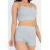 Ribbed Cami Crop Top & Ruched Shorts Set