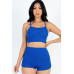Ribbed Cami Crop Top & Ruched Shorts Set
