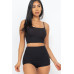Ribbed Cami Crop Top & Ruched Shorts Set