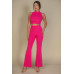 Ribbed Mock Neck Crop Tank Top & Bootcut Pants Set