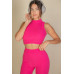 Ribbed Mock Neck Crop Tank Top & Bootcut Pants Set