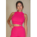 Ribbed Mock Neck Crop Tank Top & Bootcut Pants Set