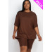 Plus Size Loose Fit Top & Biker Shorts Set
