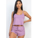 Ribbed Strappy Top & Shorts Set