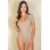 Ribbed Scoop Neck Short Sleeve Bodysuit