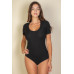 Ribbed Scoop Neck Short Sleeve Bodysuit