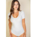 Ribbed Scoop Neck Short Sleeve Bodysuit