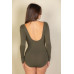 Scoop Neck Solid Long Sleeve Bodysuit