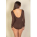 Scoop Neck Solid Long Sleeve Bodysuit