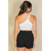 One Shoulder Ribbed Cropped Top