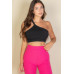One Shoulder Ribbed Cropped Top