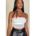 Cropped Strapless Top With Mesh
