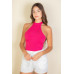 Ribbed Halter Neck Backless Top