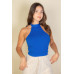 Ribbed Halter Neck Backless Top