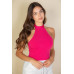 Ribbed Halter Neck Backless Top