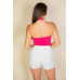 Ribbed Halter Neck Backless Top