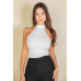 Ribbed Halter Neck Backless Top