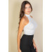 Ribbed Halter Neck Backless Top