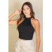 Ribbed Halter Neck Backless Top