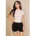 Ribbed Round Neck Short Sleeve Top