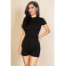 Ribbed Round Neck Short Sleeve Top
