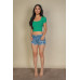 Tight Knitted Square Neck Short Sleeve T Shirt