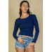 Ribbed Crew Neck Long Sleeve Tee