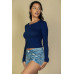 Ribbed Crew Neck Long Sleeve Tee