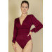 Plunge Neck Peasant Sleeve Bodysuit - CC-WH2000562