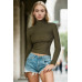 Ribbed Turtleneck Long Sleeve Top