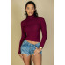 Ribbed Turtleneck Long Sleeve Top