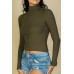 Ribbed Turtleneck Long Sleeve Top