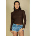 Ribbed Turtleneck Long Sleeve Top