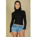 Ribbed Turtleneck Long Sleeve Top