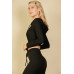 Ribbed Crop Zip Hoodie