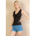 Ribbed V-neck Sleeveless Top